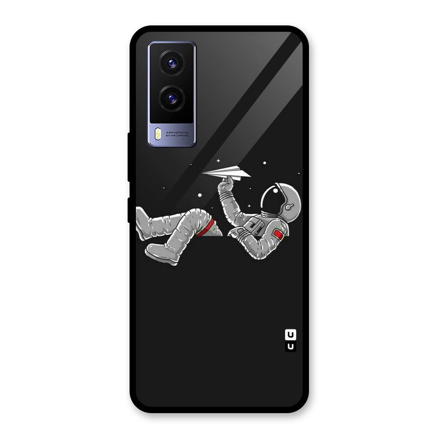 Spaceman Flying Glass Back Case for Vivo V21e 5G