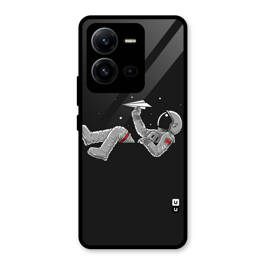 Spaceman Flying Glass Back Case for Vivo V25