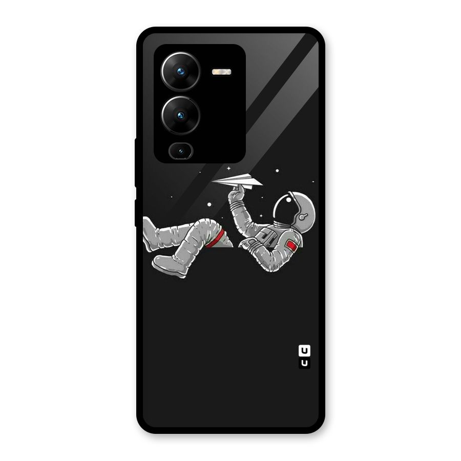 Spaceman Flying Glass Back Case for Vivo V25 Pro