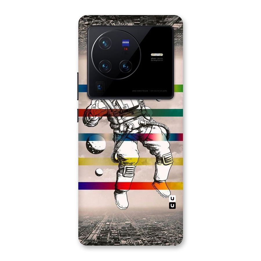 Spaceman Rainbow Stripes Back Case for Vivo X80 Pro