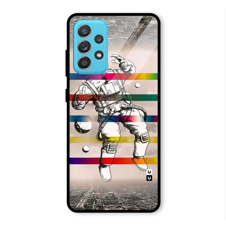 Spaceman Rainbow Stripes Glass Back Case for Galaxy A52