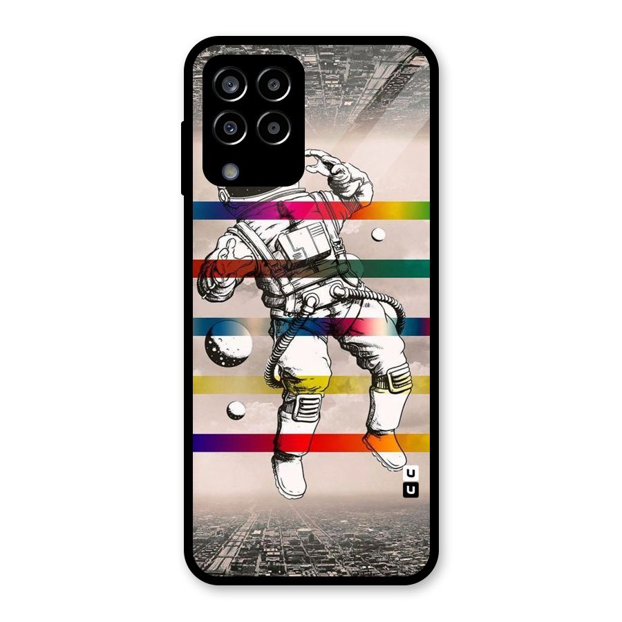 Spaceman Rainbow Stripes Glass Back Case for Galaxy M33