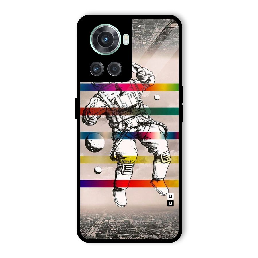 Spaceman Rainbow Stripes Glass Back Case for OnePlus 10R
