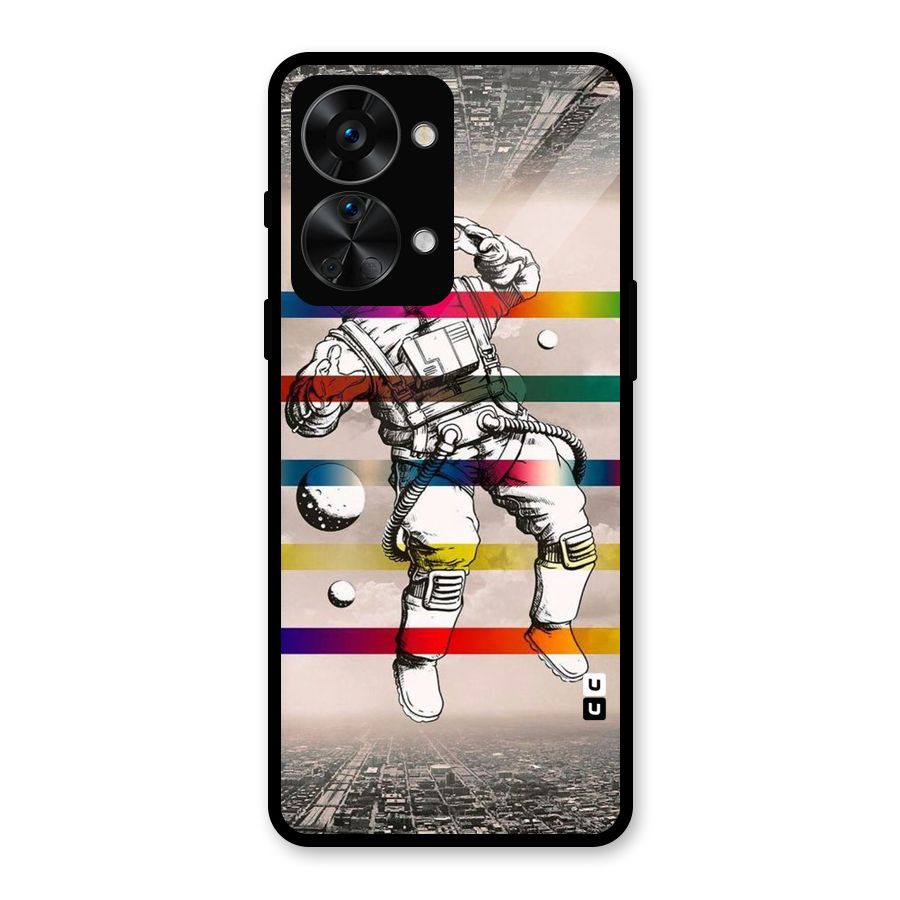 Spaceman Rainbow Stripes Glass Back Case for OnePlus Nord 2T