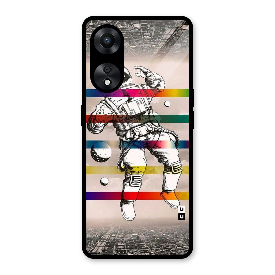 Spaceman Rainbow Stripes Glass Back Case for Oppo A78