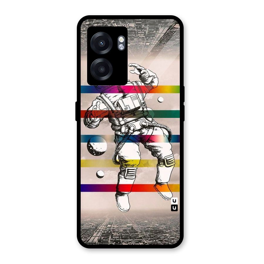 Spaceman Rainbow Stripes Glass Back Case for Oppo K10 (5G)