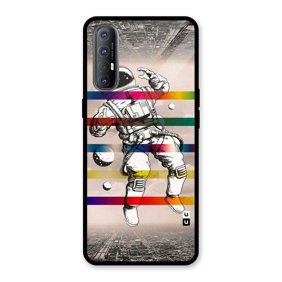 Spaceman Rainbow Stripes Glass Back Case for Oppo Reno3 Pro