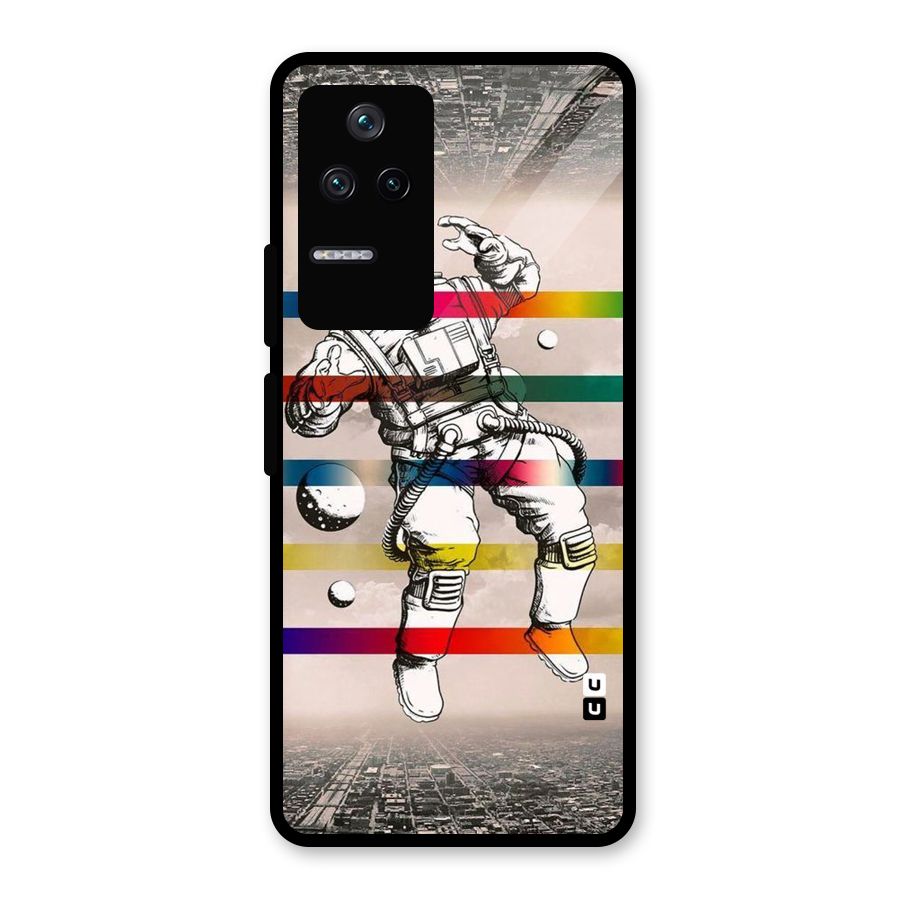 Spaceman Rainbow Stripes Glass Back Case for Poco F4 5G