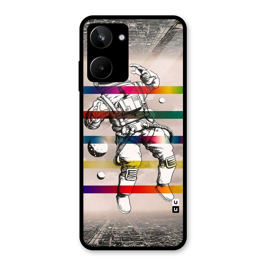 Spaceman Rainbow Stripes Glass Back Case for Realme 10