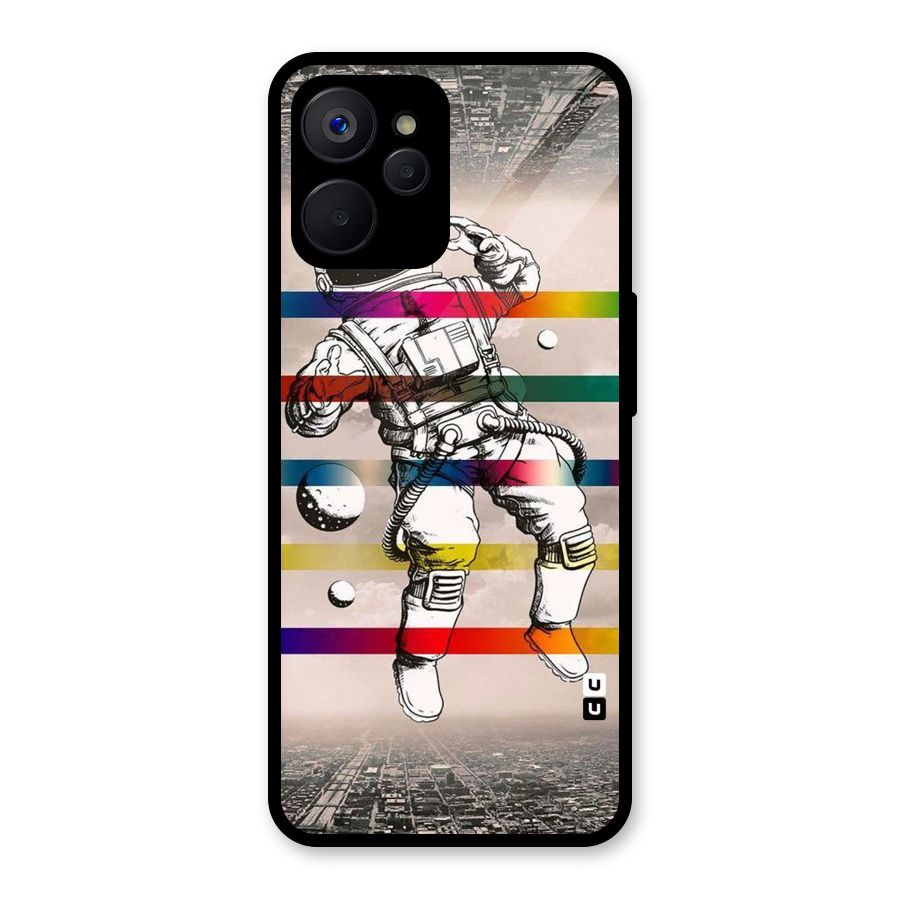 Spaceman Rainbow Stripes Glass Back Case for Realme 9i 5G