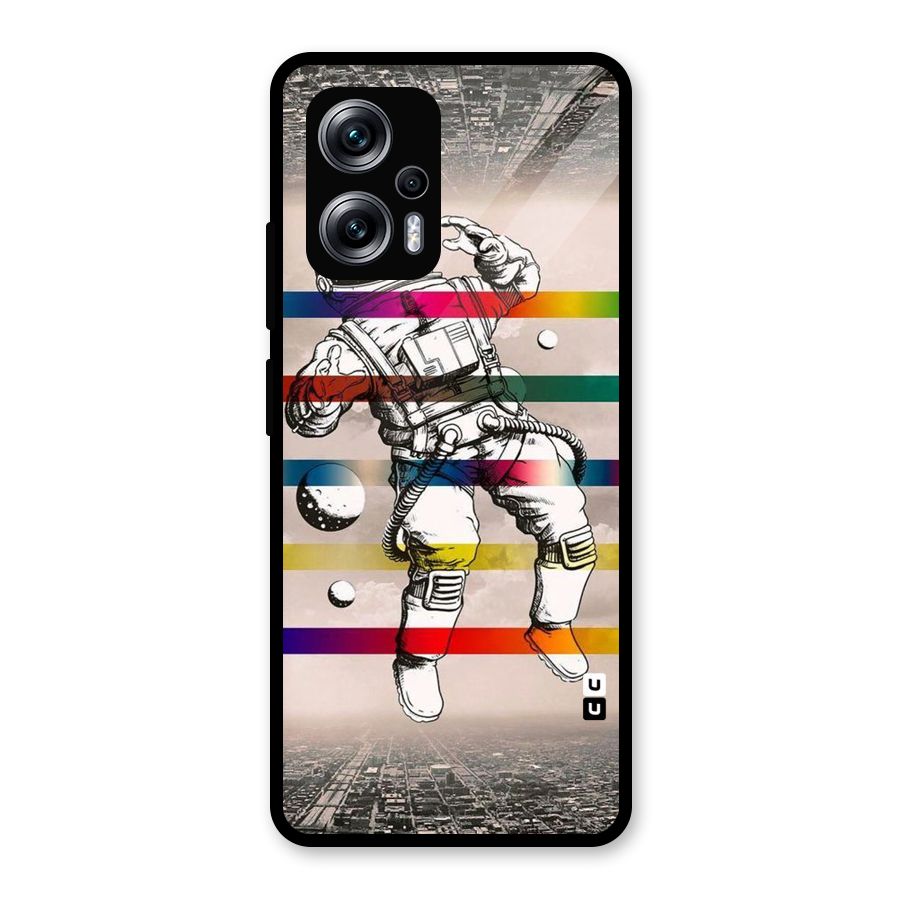 Spaceman Rainbow Stripes Glass Back Case for Redmi K50i