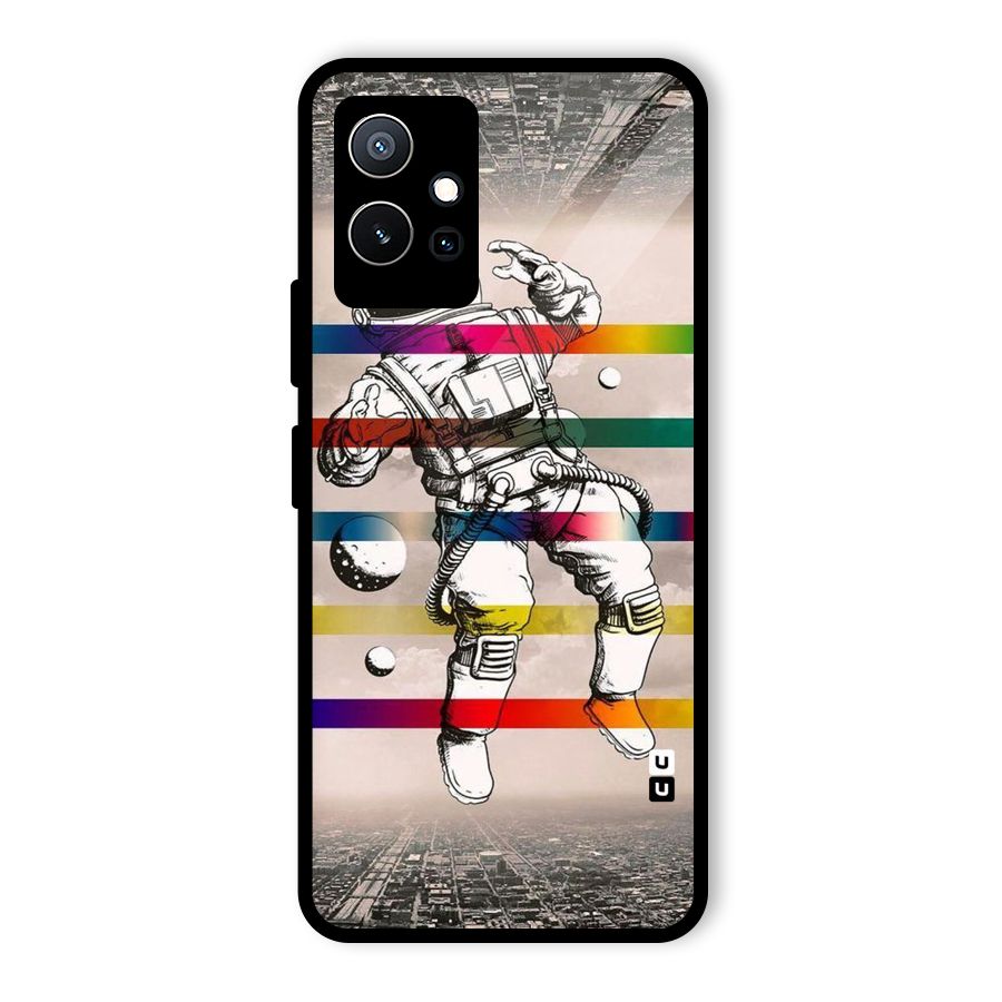Spaceman Rainbow Stripes Glass Back Case for Vivo T1 5G