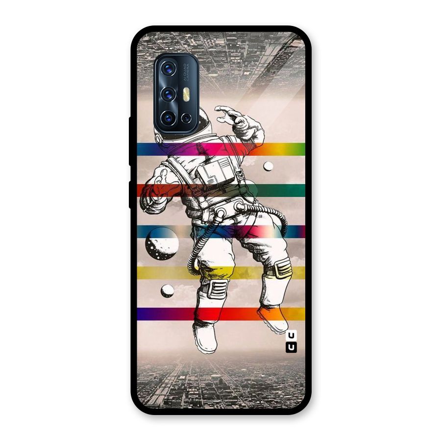Spaceman Rainbow Stripes Glass Back Case for Vivo V17