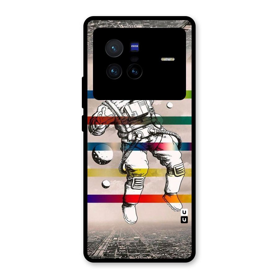 Spaceman Rainbow Stripes Glass Back Case for Vivo X80
