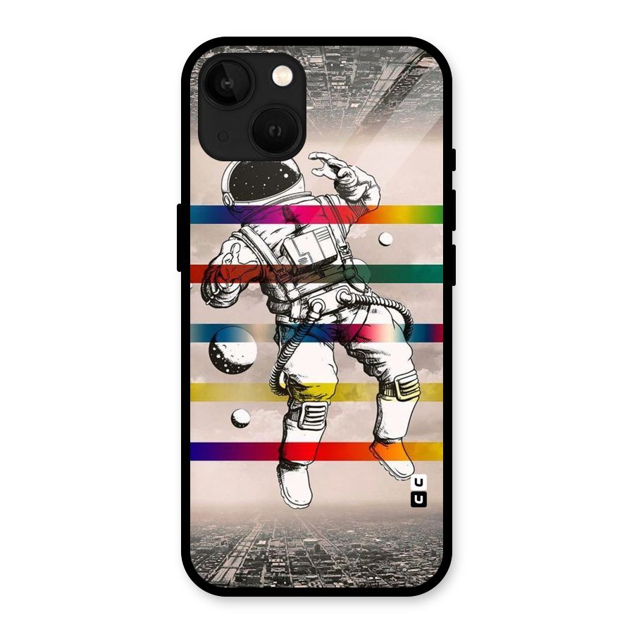Spaceman Rainbow Stripes Glass Back Case for iPhone 13