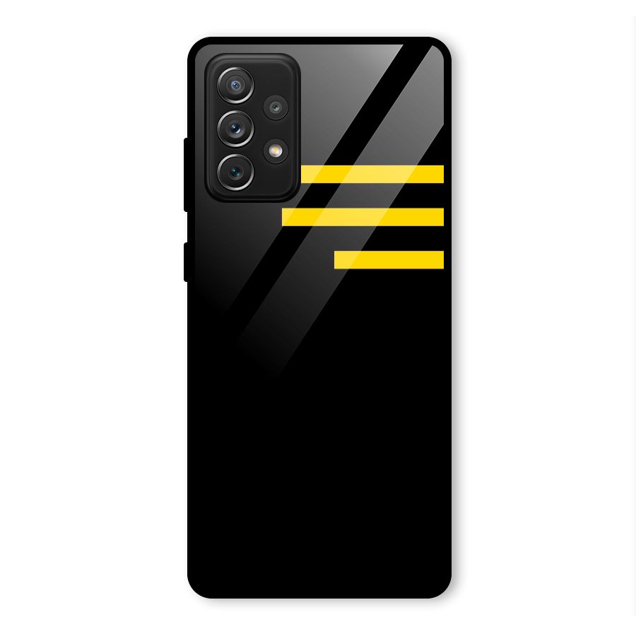 Sports Yellow Stripes Glass Back Case for Galaxy A72