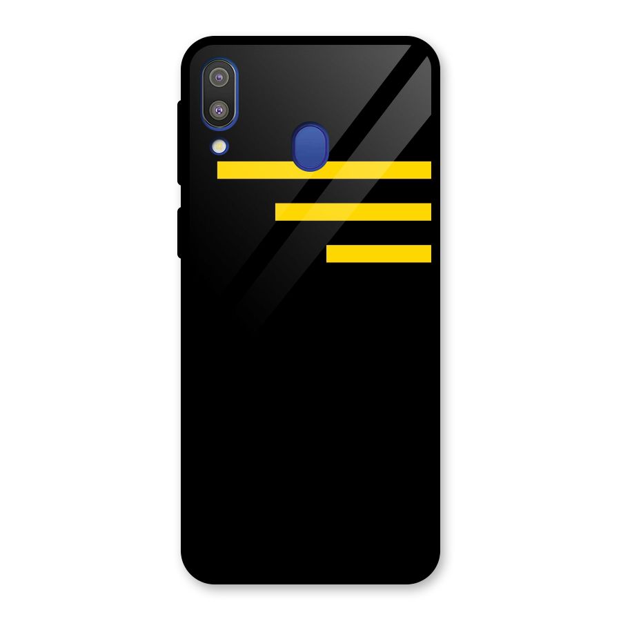 Sports Yellow Stripes Glass Back Case for Galaxy M20
