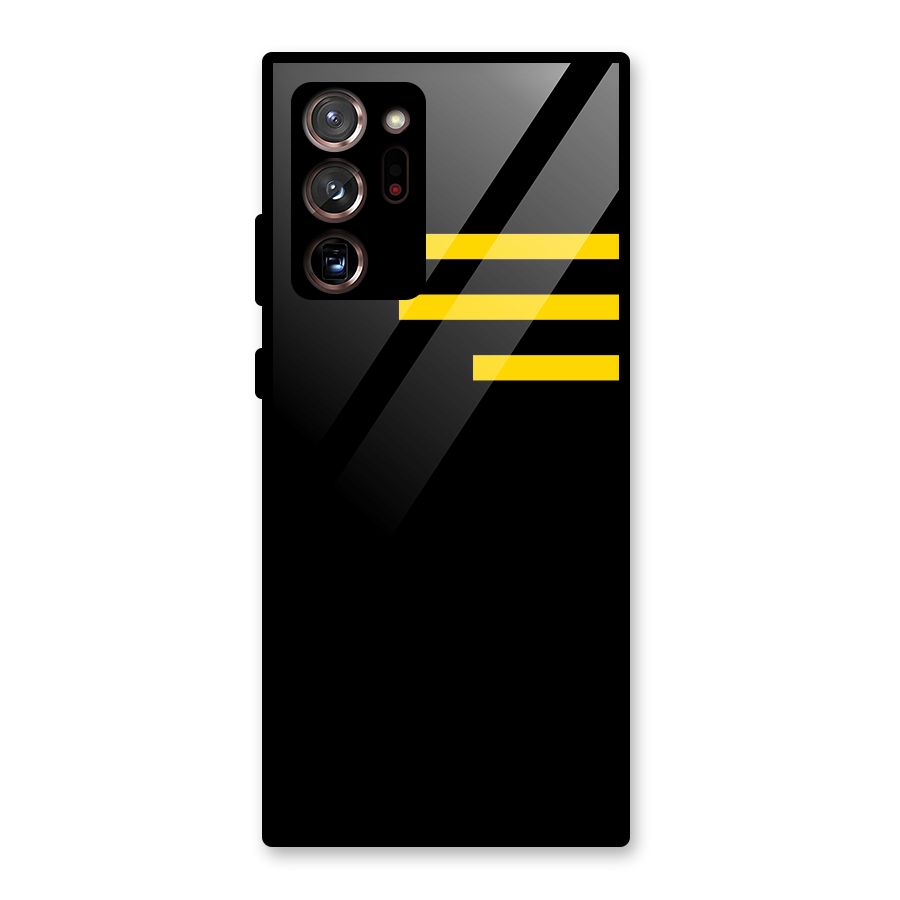 Sports Yellow Stripes Glass Back Case for Galaxy Note 20 Ultra 5G