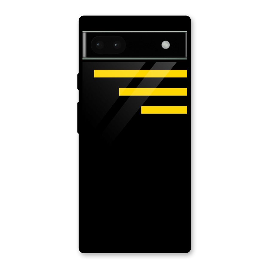 Sports Yellow Stripes Glass Back Case for Google Pixel 6a