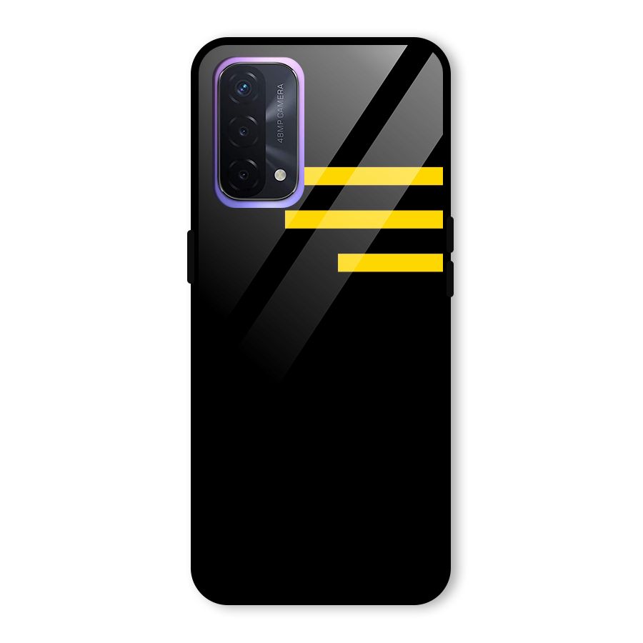 Sports Yellow Stripes Glass Back Case for Oppo A74 5G