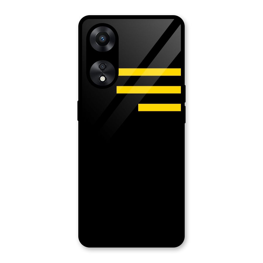 Sports Yellow Stripes Glass Back Case for Oppo A78