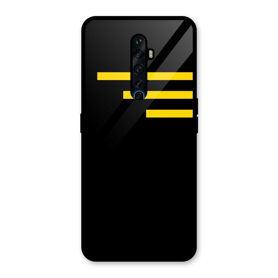 Sports Yellow Stripes Glass Back Case for Oppo Reno2 F