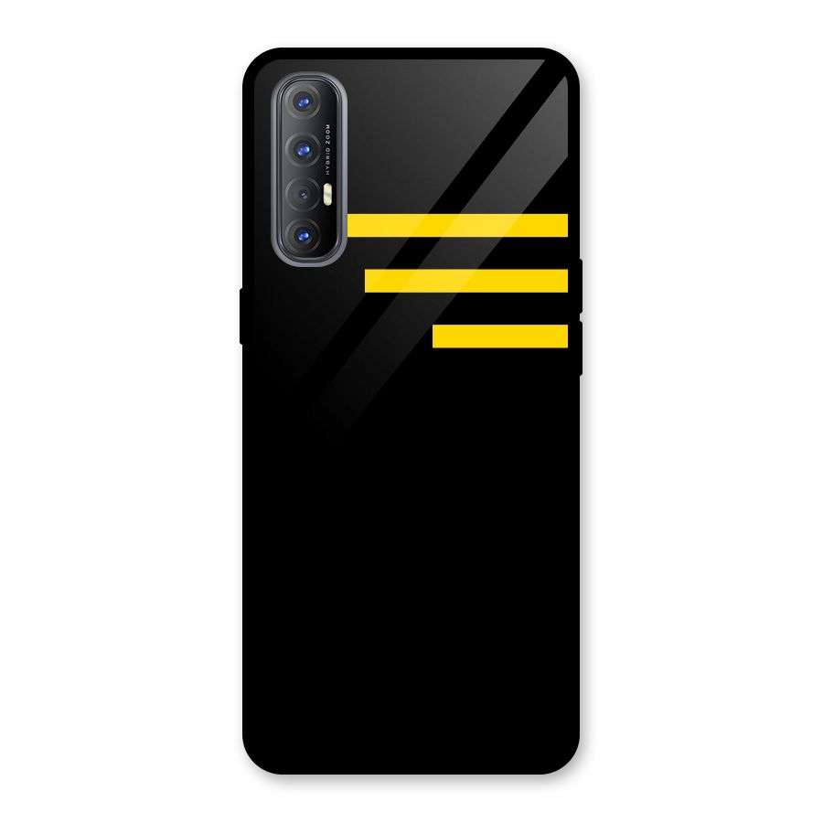 Sports Yellow Stripes Glass Back Case for Oppo Reno3 Pro