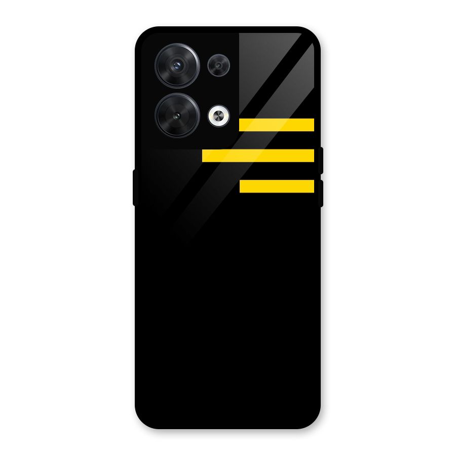Sports Yellow Stripes Glass Back Case for Oppo Reno8 5G