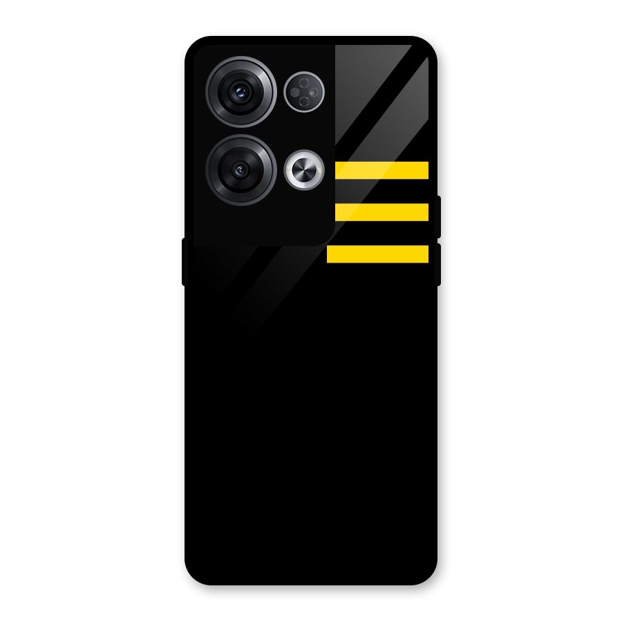 Sports Yellow Stripes Glass Back Case for Oppo Reno8 Pro 5G