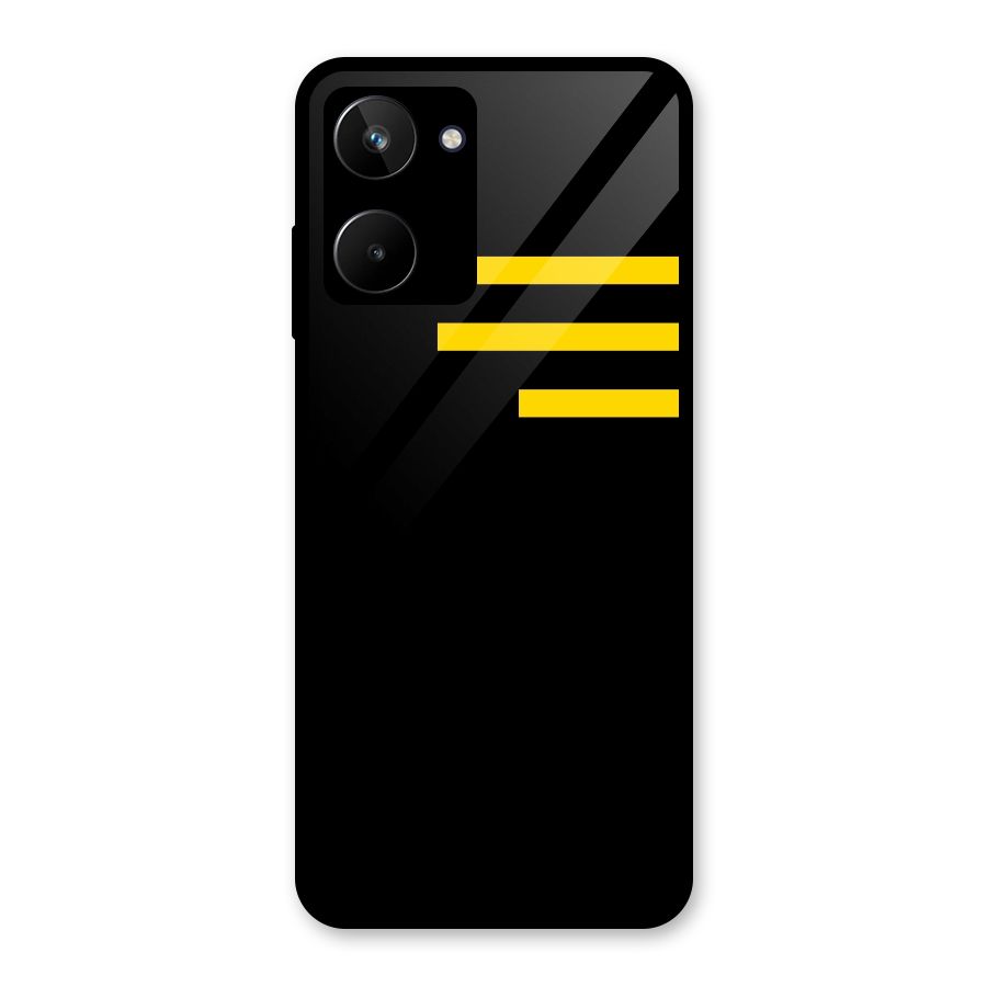 Sports Yellow Stripes Glass Back Case for Realme 10