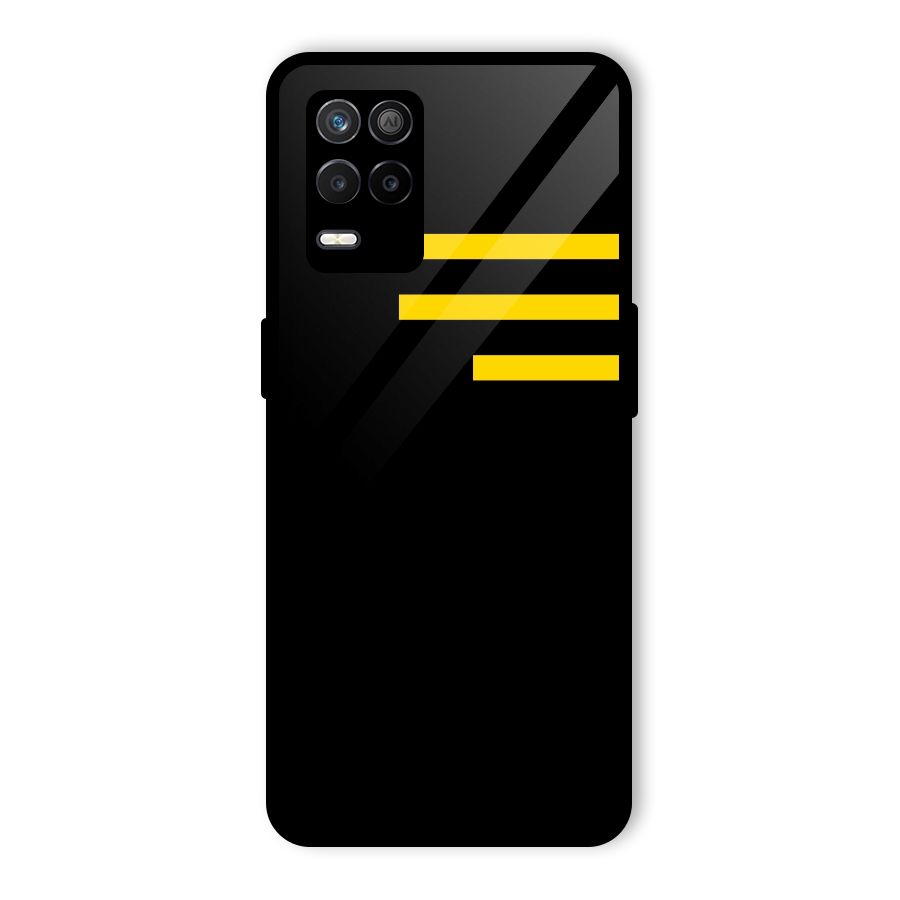 Sports Yellow Stripes Glass Back Case for Realme 8 5G
