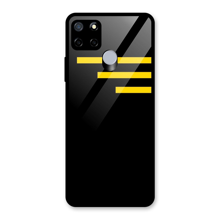 Sports Yellow Stripes Glass Back Case for Realme Narzo 20