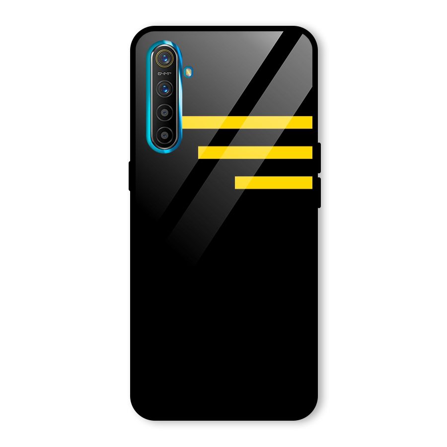 Sports Yellow Stripes Glass Back Case for Realme XT