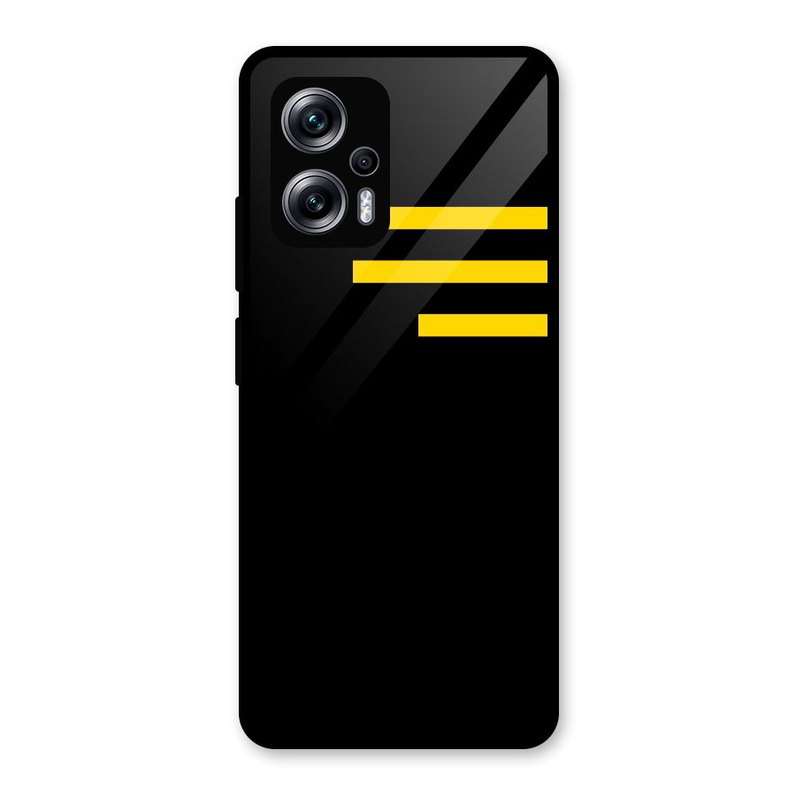 Sports Yellow Stripes Glass Back Case for Redmi K50i