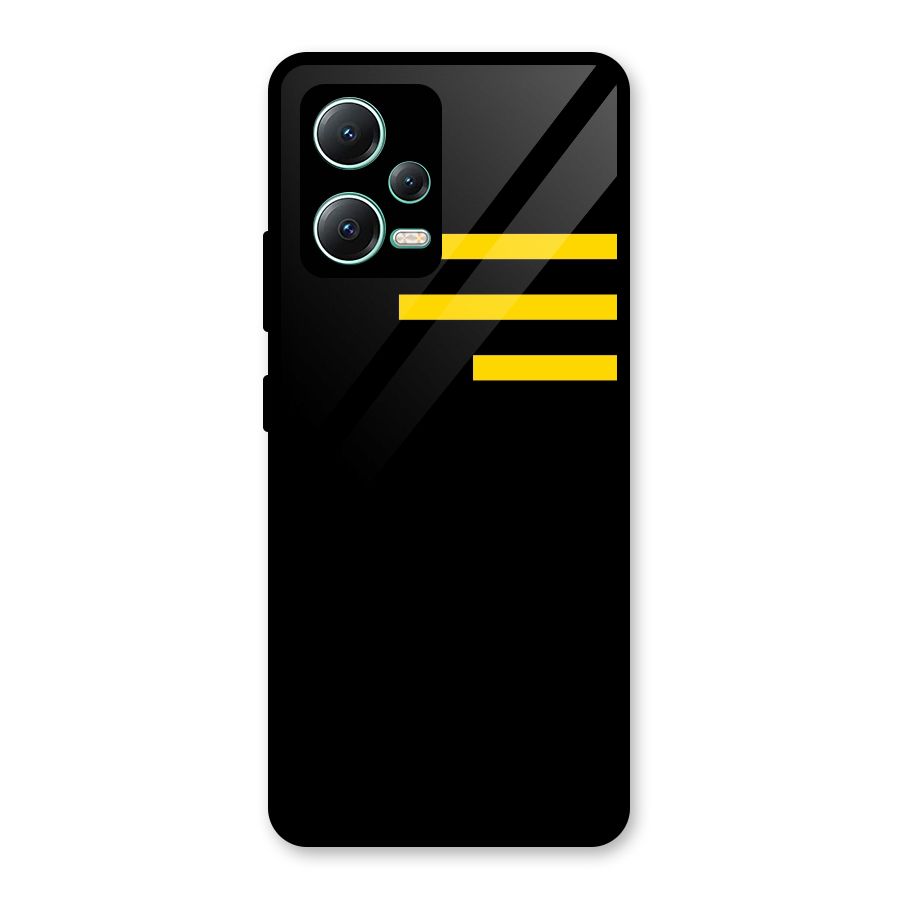 Sports Yellow Stripes Glass Back Case for Redmi Note 12 5G