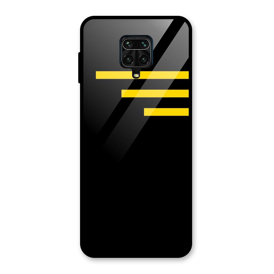 Sports Yellow Stripes Glass Back Case for Redmi Note 9 Pro