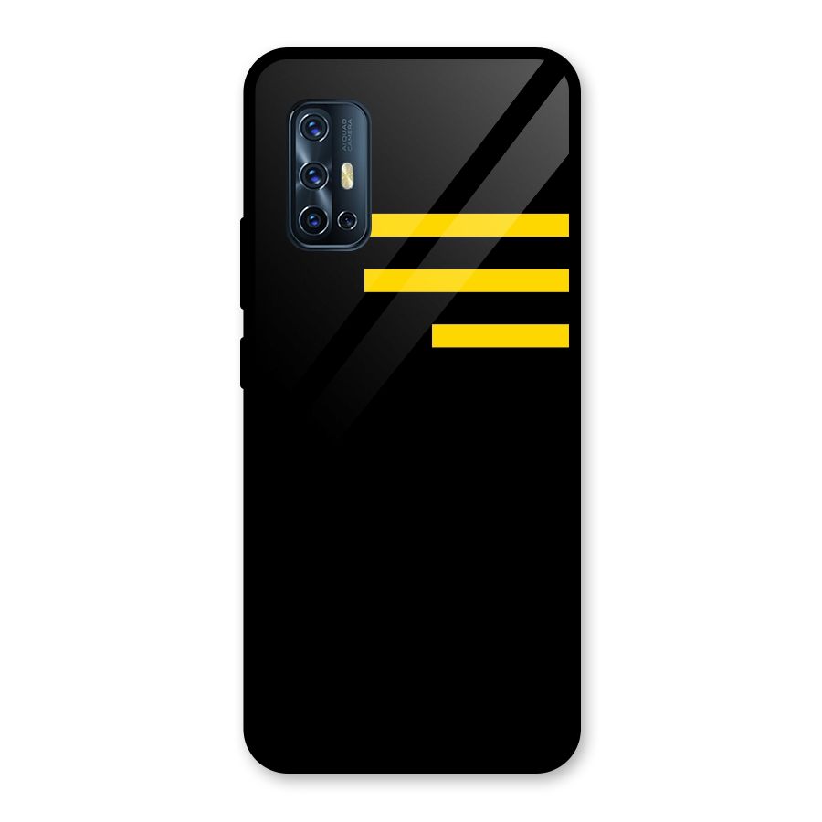 Sports Yellow Stripes Glass Back Case for Vivo V17