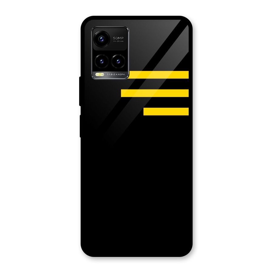 Sports Yellow Stripes Glass Back Case for Vivo Y21T