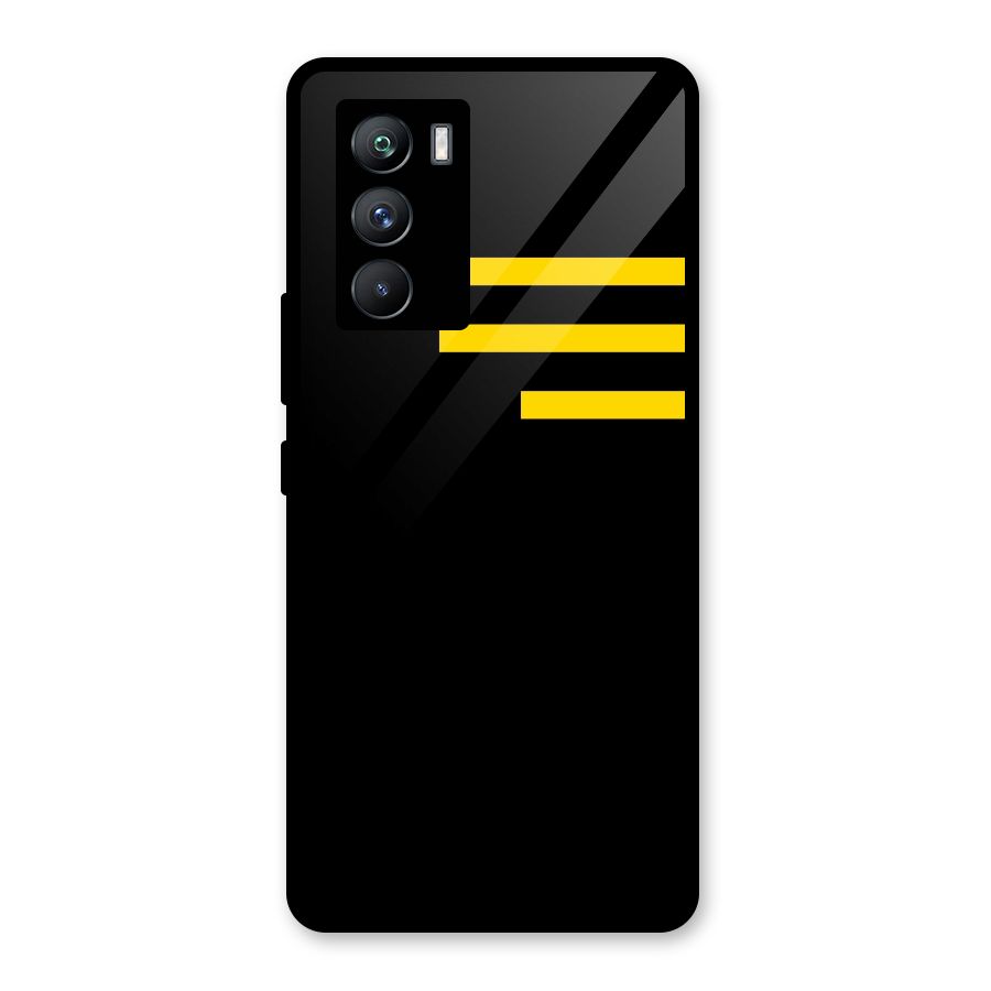 Sports Yellow Stripes Glass Back Case for Vivo iQOO 9 SE