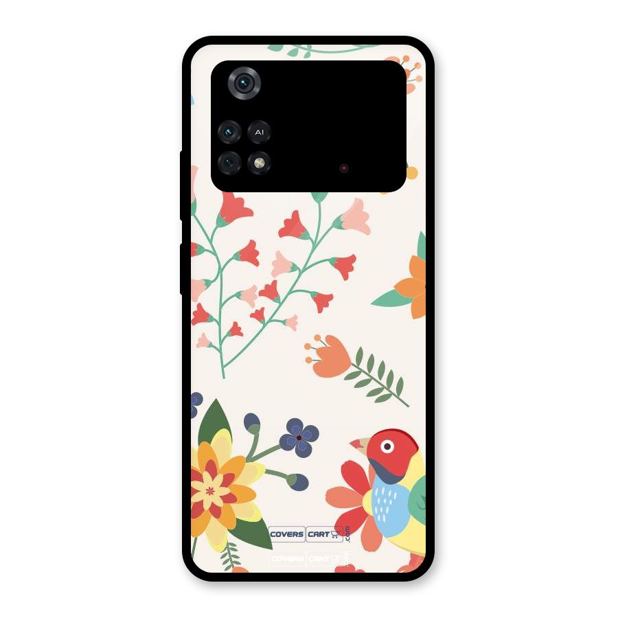 Spring Flowers Glass Back Case for Poco M4 Pro 4G