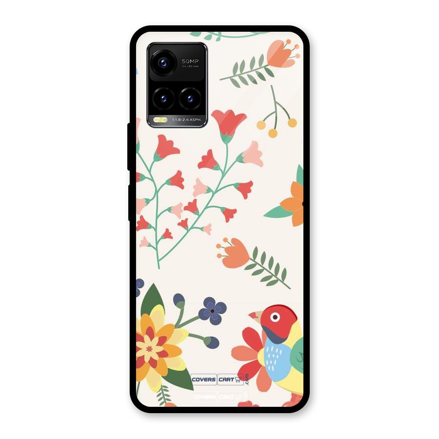 Spring Flowers Glass Back Case for Vivo Y21A