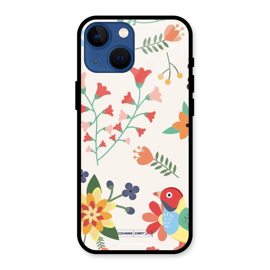 Spring Flowers Glass Back Case for iPhone 13 Mini