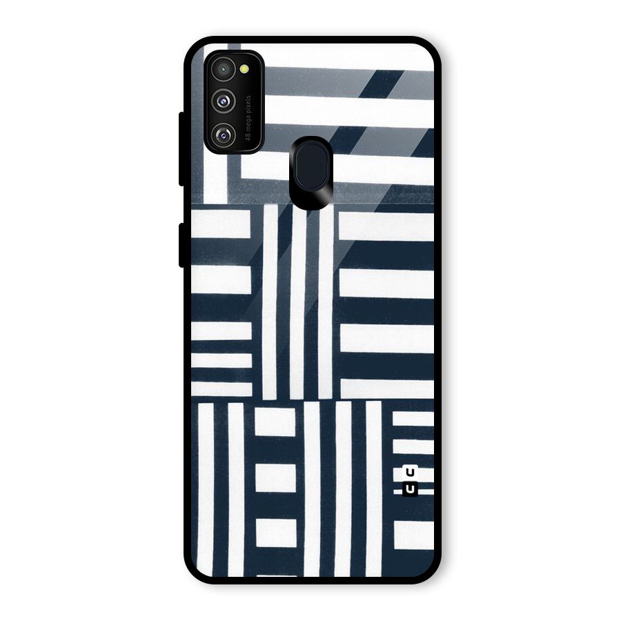 Square  Stripes Glass Back Case for Galaxy M30s