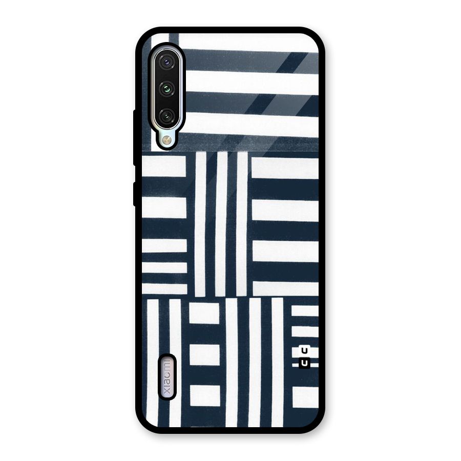 Square  Stripes Glass Back Case for Mi A3