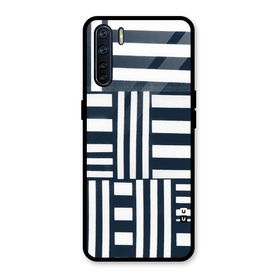 Square  Stripes Glass Back Case for Oppo F15