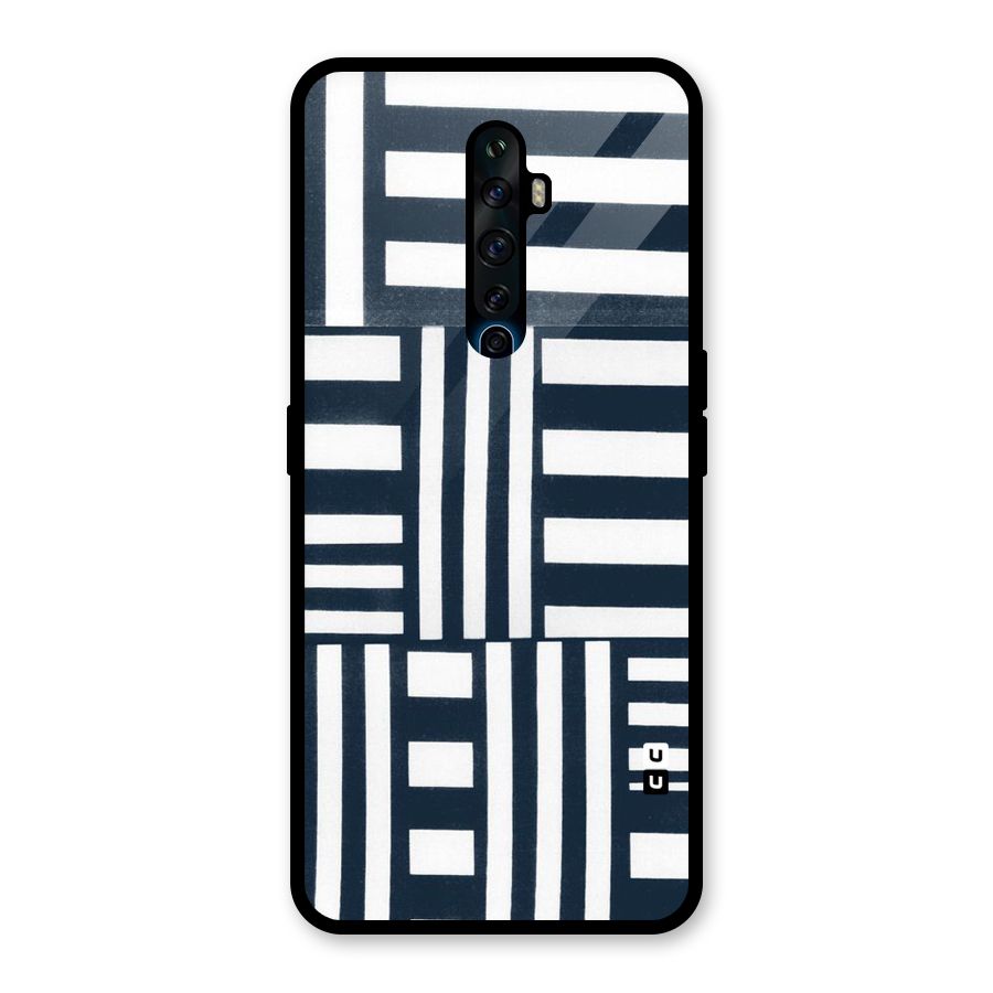 Square  Stripes Glass Back Case for Oppo Reno2 F
