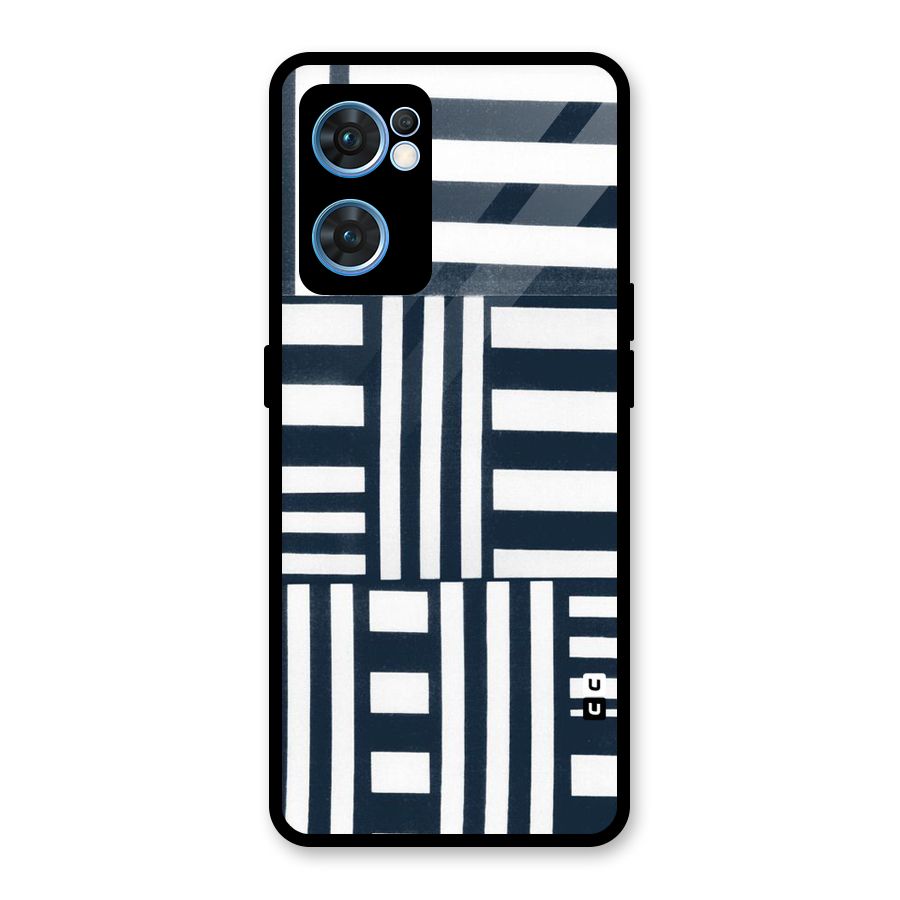 Square  Stripes Glass Back Case for Oppo Reno7 5G