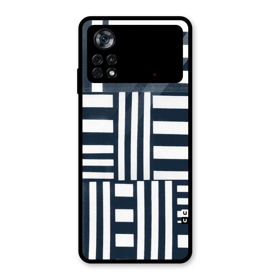 Square  Stripes Glass Back Case for Poco X4 Pro 5G