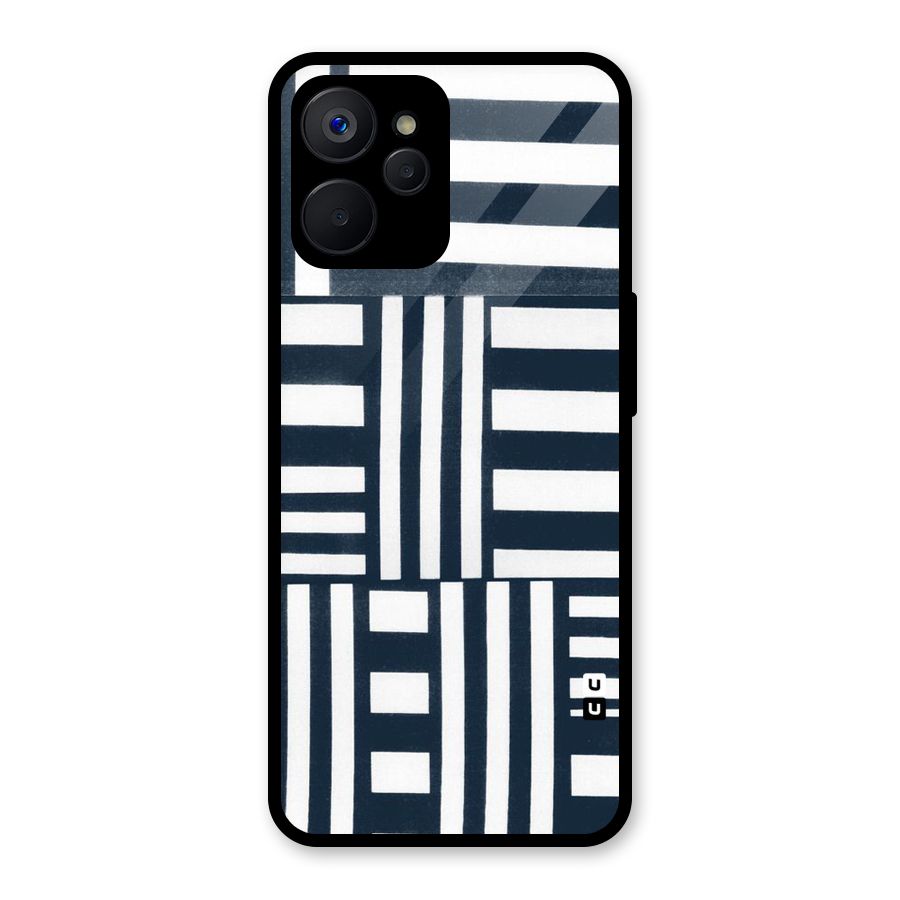 Square  Stripes Glass Back Case for Realme 9i 5G