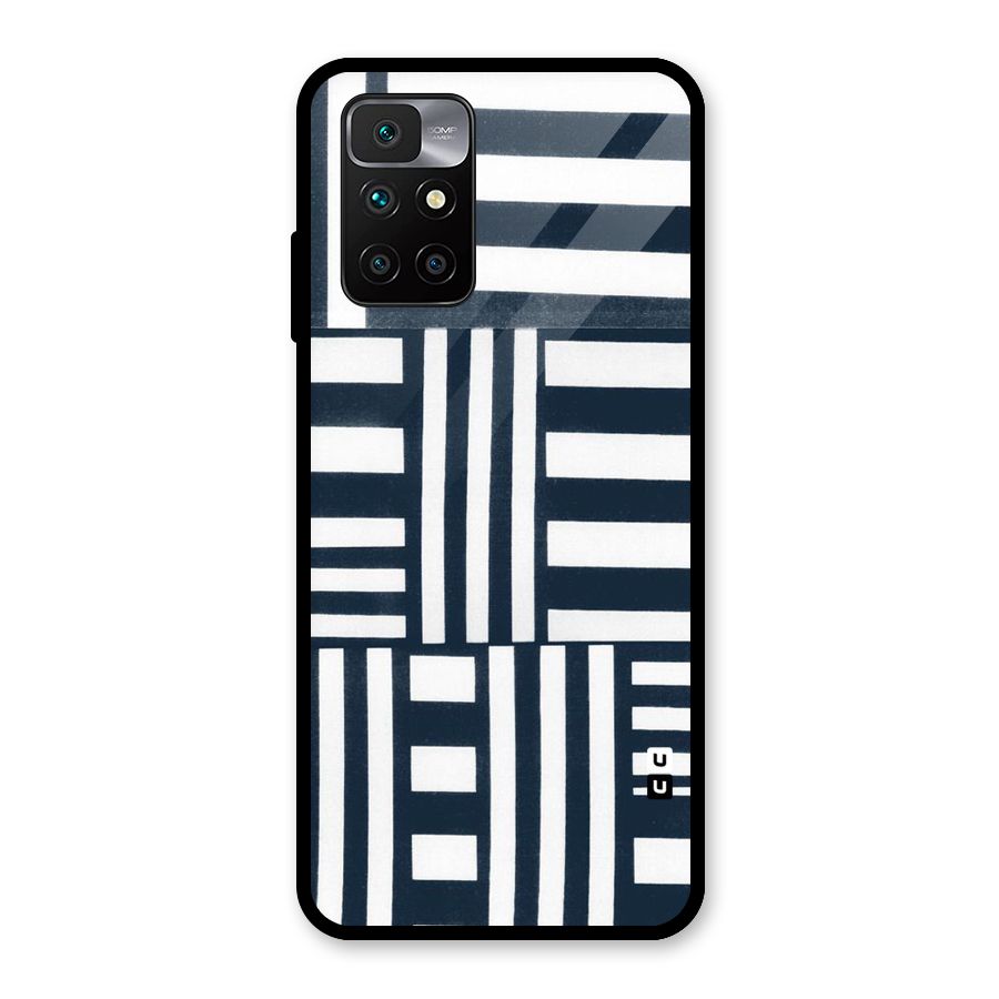 Square  Stripes Glass Back Case for Redmi 10 Prime